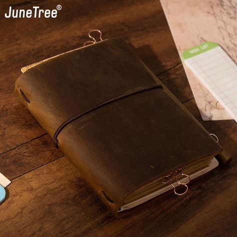 Paper School Supplies, Refillable Leather Journals, Vintage Diary, Notebook Refill, Leather Notebook Cover, Daily Paper, Midori Travelers Notebook, Planner Notepad, Leather Bookmark