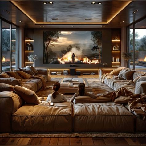 Home Theater Ideas Luxury, Cinema Room Design, Sala Cinema, Game Room Ideas, Home Bar Ideas, Family Room Layout, Home Theater Room Design, Theater Room Design, Basement Furniture