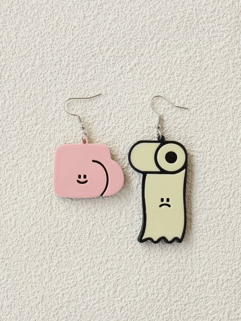 Weird Earrings, Hello Kitty Earrings, Wedding Earrings Studs, Funny Earrings, Wedding Studs, Quirky Jewelry, Earrings Ideas, Open Hoop Earrings, Pink Clay