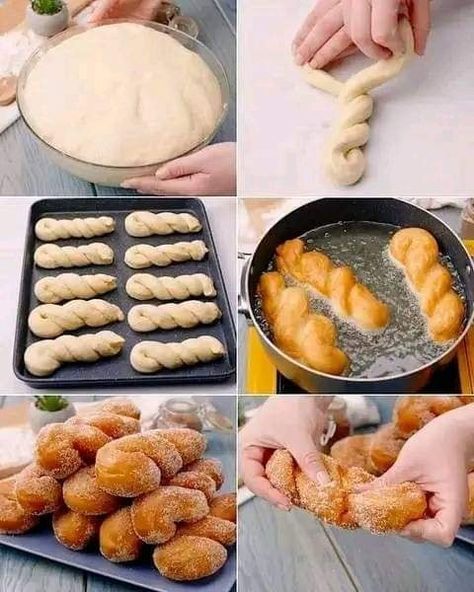 Kampvuur Kuier - #kampvuurkuier TWISTED DOUGHNUT RECIPE... | Facebook Yeast Donuts, Grandma Cooking, Cinnamon Twists, Sugar Donut, Cooking Lover, Doughnut Recipe, Easy Slow Cooker, Donut Recipes, Instant Yeast