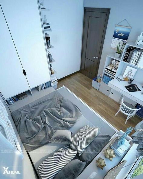 Apartment Bedroom College, Tiny Bedroom Design, Small Apartment Bedrooms, College Bedroom, Small Room Design Bedroom, Hiasan Bilik Tidur, Small Bedroom Designs, Small Bedroom Decor, Small Room Design