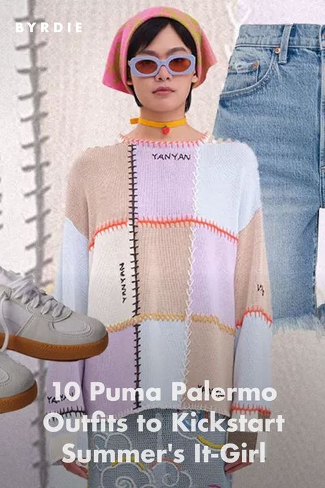 10 Puma Palermo Outfits to Embrace the Sneaker of the Summer Puma Palermo Outfit, Palermo Outfit, Puma Palermo, Seersucker Top, Pink Pumas, Girl Sneakers, Sneaker Trend, Fits For Summer, Outfit Formulas