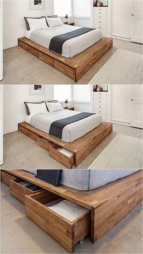 Hey guys! I'm support to part the simple DIY Platform Bed that I made for my son :) If you missed the free Plans for the Planked Headboard, you can check them out HERE! I wise saying a platform bed in a West Elm catalog and loved how chunky the base and platform were.#bedroomideaswithplatformbeds #interiorbedroom Diy Seng, Minimalist Dekor, Sell Easy, Crafts Fall, Diy Platform Bed, Classy Halloween, Murphy Bed Plans, Bed Platform, Bedroom Minimalist