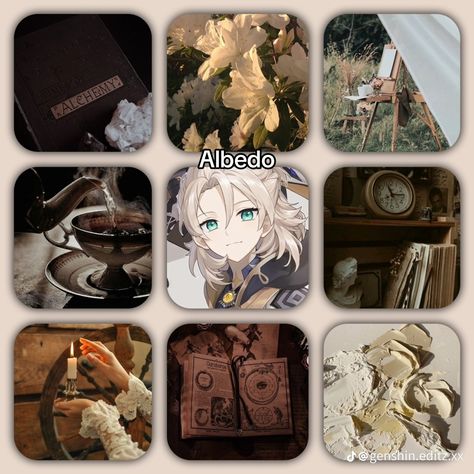 Albedo Aesthetic, Mood Board Design, Mood Boards, Genshin Impact, Mood Board, Anime