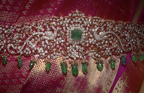 Diamond Vaddanam, Hindu Jewelry, Diamond Jewlery, Vaddanam Designs, Gold Temple Jewellery, Bridal Jewelery, Diamond Wedding Jewelry, Gold Jewelry Simple Necklace, Diamond Necklace Designs