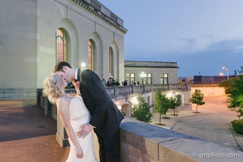 bride and groom at the joliet union station // © gntphoto.com // Wedding at the Joliet Union Station in Joliet, IL 20s Wedding, Wedding Venue Inspiration, Union Station, Wedding Picture, Photo Op, Wedding Poses, Vintage Travel, Train Station, Wedding Pictures