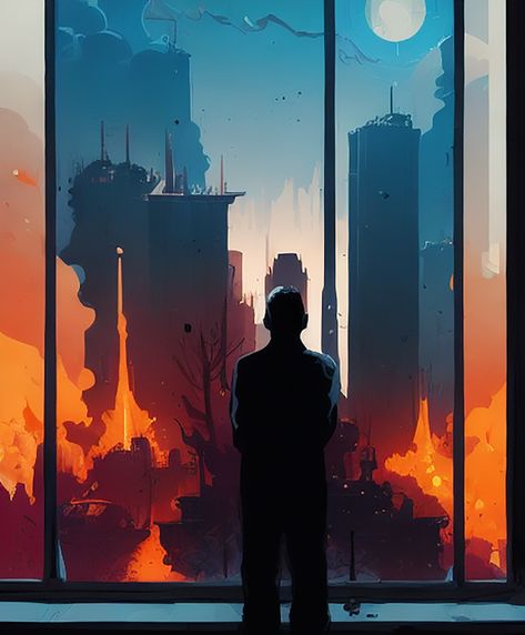 Ai generated art piece of a man watching the world burn Watching The World Burn, Let The World Burn, Watch The World Burn, Inland Empire, Architecture Drawing Art, Types Of Art, Drawing Art, Architecture Drawing, Top Artists