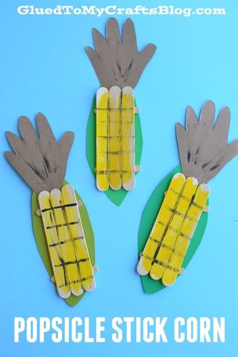 Corn Craft, Popsicle Stick Crafts For Kids, Harvest Crafts, Craft Preschool, November Crafts, Preschool Fall, Stick Crafts, Popsicle Stick Crafts, Daycare Crafts