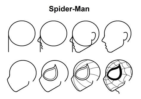 Spider Man Tutorial, How To Draw Spiderman Eyes, Spider Man Drawing Easy Step By Step, Spider Man Base Drawing, How To Draw Spider Man, Draw Spider, Graffiti Drawings, Spiderman Funny, Drawing Refrences