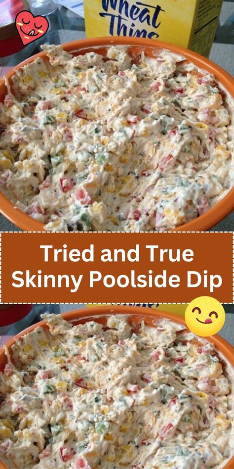 Dip into summer with this Skinny Poolside Dip. A lighter option that's just as tasty and perfect for your next pool party. Dip For The Beach, Easy Apps For Pool Party, Sides For Pool Party, Pool Day Dinner Ideas, Pool Lunch Ideas For Adults, Fun Pool Party Food, Winery Snacks Easy, Lunch By The Pool Ideas, Snacks For Pool Day