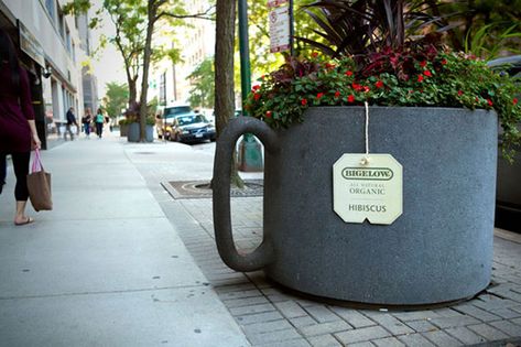 Bigelow Organic Tea Bigelow Tea, Clever Advertising, Large Flower Pots, Publicidad Creativa, Street Marketing, Organic Tea, Guerilla Marketing, Communication Art, Tea Packaging