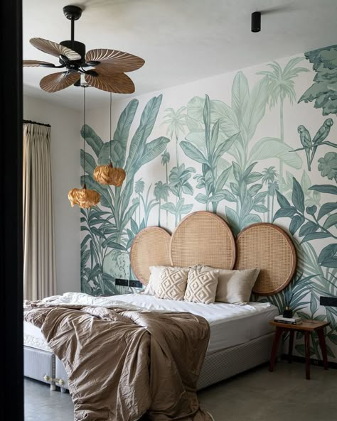 Tropical wallpaper bedroom