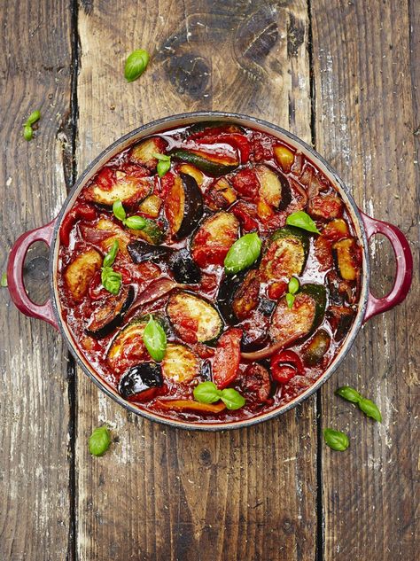 Classic ratatouille Classic Ratatouille Recipe, Ratatouille Recept, Ratatouille Recipe, Jamie Oliver Recipes, Green Peppers, 15 Minute Meals, Vegetable Stew, Idee Pasto Sano, Cooked Vegetables