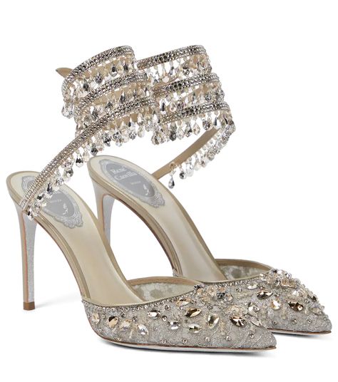 Rene Caovilla - Chandelier embellished pumps | Mytheresa Chandelier Heels, Rene Caovilla Chandelier, Renee Caovilla, Fly Shoes, Rene Caovilla, Chic Shoes, Together We Can, Ankle Straps, Fall In Love