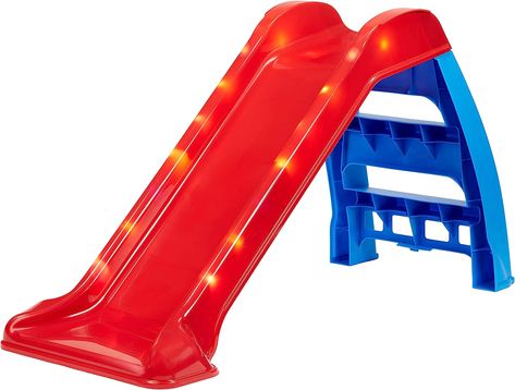 FUN STARTER SLIDE - Great beginner slide for young kids. LED LIGHTS - 8 unique LED light patterns add to the fun experience INDOORS OR OUT - Can be used indoors and outdoors Tikes Toys, Toddler Slide, Playground Slide, Outdoor Play Equipment, Indoor Sports, Free Play, Little Tikes, Soft Play, Outdoor Playground