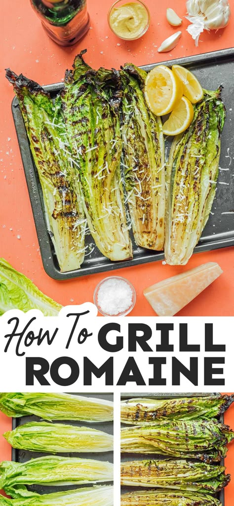 Romaine Lettuce Recipe, Grilled Romaine Lettuce, Grilled Romaine Salad, Lettuce Salad Recipes, Lettuce Recipes, Grilled Salad, Grilled Romaine, Romaine Salad, Healthy Vegetarian Dinner