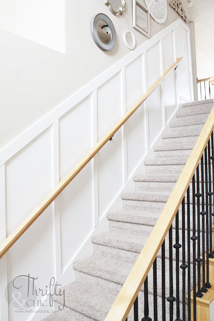 Staircase Molding, Stairs Makeover Design, Diy Stairs Makeover, Stairs Makeover Ideas, Basement Stairs Ideas, Diy Board And Batten, Stairs Renovation, Stair Makeover, Stairs Makeover