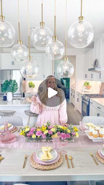 Jill DiGioia on Instagram: "Hello pink and yellow!!🩷💛 A spring tablescape that would be perfect for Mother’s Day brunch too!🌸 PS still can’t get over this vase! Just ordered a second one! 

Shop everything I used in the link in my bio and in stories!💕

#springtablescape #pinkandyellow #tablescapestyle #springdecorideas #tablescapeideas #amazontablescape #founditonamazon #amazondecor #springtable #brunchtablescape #mothersdaybrunch #tablescapeinspo" Mothers Day Tablescapes, Pink And Yellow Tablescapes, Pink And Yellow Brunch Decor, Mother’s Day Brunch Table Decorations, Mother’s Day Brunch Table, Mother’s Day Tablescape, Mother’s Day Brunch Table Scape, Brunch Tablescape, Amazon Decor