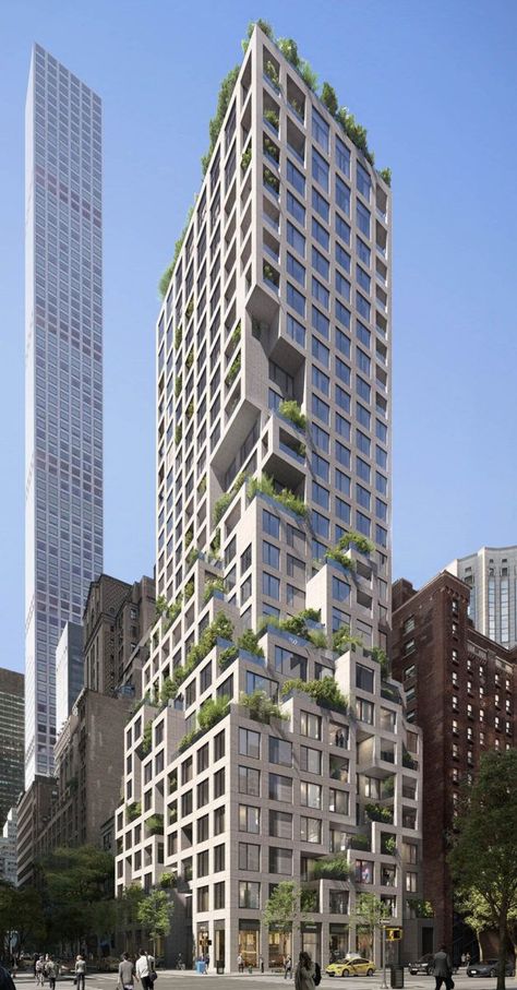 Residential Entrance, Shop Architects, Residential Tower, Concrete Facade, Fractal Design, Manhattan New York, Facade Design, Residential Building, Facades