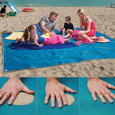 OMG I WANT ONE! Giant Sandless Beach Mat. Sand and water are instantly filtered through as soon as they fall on this mat's surface - and it can't re-emerge back through the bottom! Sandless Beach Mat, Auto Camping, Camping Mat, Bug Out Bag, Sand And Water, Free Beach, Leisure Activities, Cool Ideas, Cool Inventions