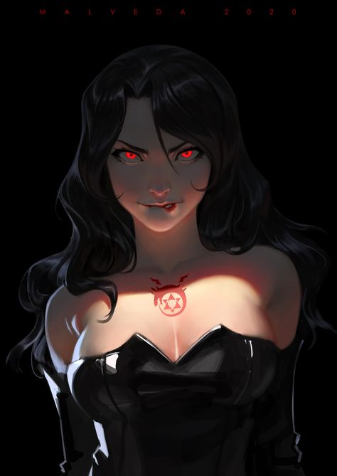 "Lust (Fullmetal Alchemist)" by Malveda Full Metal Alchemist Art, Fullmetal Alchemist Brotherhood, Fullmetal Alchemist, Red Eyes, Art Anime, Character Portraits, Fantasy Character Design, Character Design Inspiration, Anime Character Design