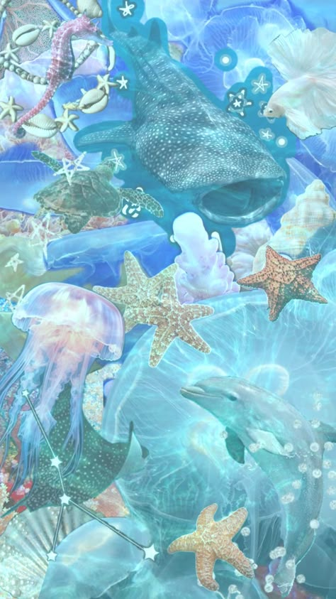 Blue Aesthetic Art Wallpaper, Shore Pictures, Blue Aesthetic Art, Sea Objects, Marine Biology Notes, Under The Sea Wallpaper, The Sea Wallpaper, Aesthetic Art Wallpaper, Ocean Jellyfish