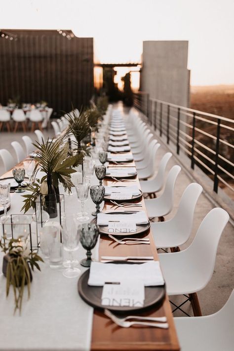 Modern wedding inspiration | Mexico Destination Wedding at The Cape | Oceanside wedding reception | Outdoors Wedding ideas | Rooftop wedding inspo | Amy Abbott Events | Los Cabos wedding Modern Day Bride, Modern Wedding Mood Board, Modern Cabo Wedding, Modern Wedding Place Settings, Coastal Modern Wedding, Rustic Wedding Table Decor Round, Rooftop Wedding Decor, Modern Outdoor Wedding, Modern Beach Wedding