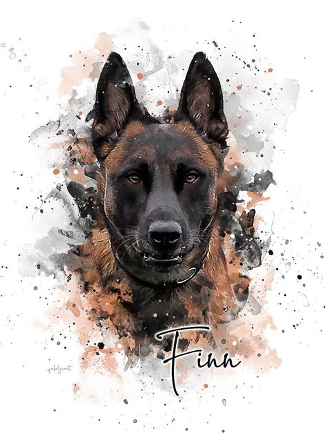 Simple Style - Custom Pet Portrait Belgian Malinois Dog, Malinois Dog, Pet Art, Belgian Malinois, Watercolor Portrait, Pet Photo, Portraits From Photos, Pet Lover, Custom Pet Portraits