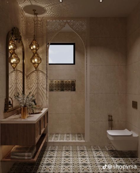 Marocco Interior Design, Turkish Interior Design, Modern Arabic Interior, Arabic Interior Design, Moroccan Style Home, Moroccan Bathroom, Spa Inspired Bathroom, Indian Home Interior, House Floor Design