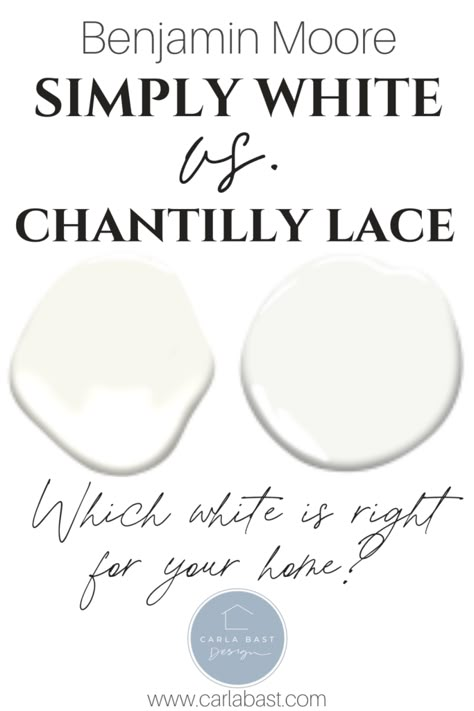 Simply White Vs Chantilly Lace, Benjamin Moore Decorators White, Favorite White Paint Colors, Chantilly Lace Benjamin Moore, Decorators White, Best Greige Paint Color, Benjamin Moore Bathroom, Benjamin Moore Cloud White, Benjamin Moore Exterior