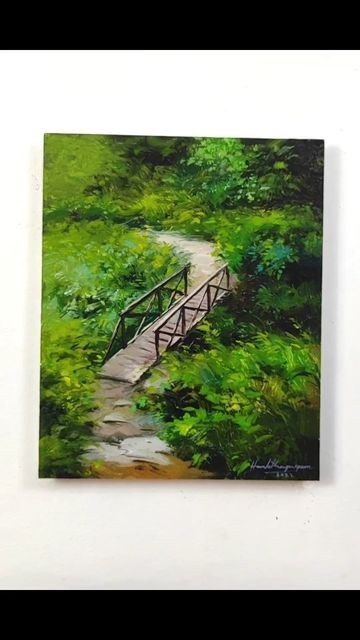 Hamlet Shougrakpam Art on Instagram: "Beautiful "Path to Deep Forest" Landscape Painting 🌉🌳🌿🌥/Acrylic on paper 🖌️ #easy #beautiful #landscape #painting #acrylicpainting #acrylic #art #paper #forest #path #road #bridge #afternoon #peaceful #chill" Paper Forest, Forest Landscape Painting, Road Painting, Road Bridge, Forest Path, Forest Painting, Acrylic On Paper, Forest Landscape, Deep Forest