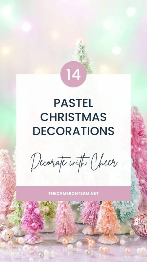 Pastel Christmas Centerpiece, Pastel Christmas Diy, Pastel Christmas Decor Diy, Pastel Christmas Tablescape, Pastel Christmas Tree Ideas, Pastel Vintage Christmas, Pastel Christmas Decor Ideas, Christmas Tree Pastel Colors, Diy Pastel Christmas Decorations