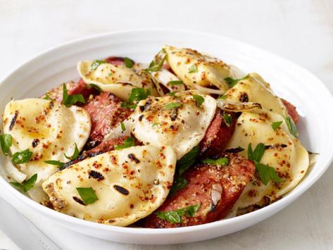 Grilled Pierogies, Pierogies Recipes, Pork Casseroles, Pierogies And Kielbasa, Kielbasa Recipe, Everyday Dinners, Kielbasa Recipes, Simple Meals, Polish Food