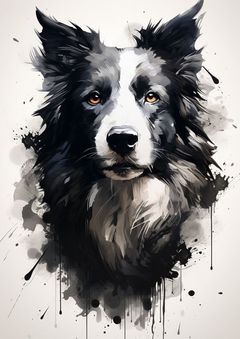 Orange Eyes, Black And White Dog, Awesome Animals, Border Collies, White Dog, Animal Tattoos, Border Collie, A Black, Animal Art