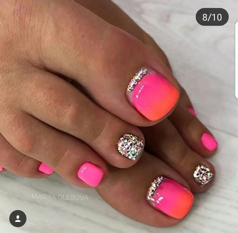 Coral Pedicure Ideas, Neon Pedicure Ideas, Summer Toes 2023, Pedicure Ideas Summer Toenails, Summer Pedicure Colors 2023, Toes Acrylic, Pretty Toenails, Toenail Colors, Summer Manicures