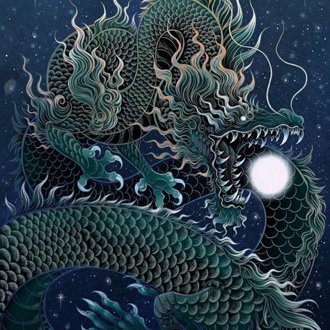 Korean Mythology, Korean Dragon, Celestial Dragon, Folklore Mythology, Philippine Mythology, Dragon Mythology, Dragon Moon, Finger Tats, Big Dragon