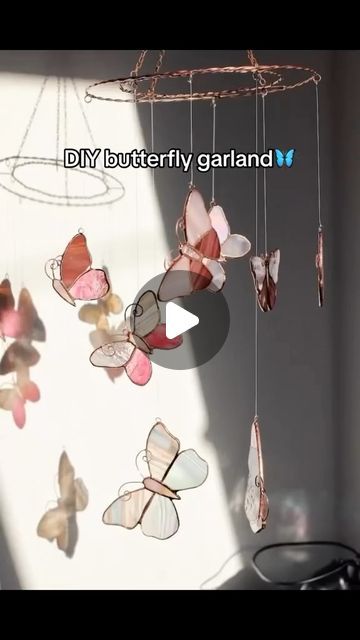 Creative Ideas For Art, Getting Butterflies, Hanging Butterflies, Butterfly Wall Hanging, Creative Butterfly, Love Butterflies, Not Love, Diy Hanging, Butterfly Wall