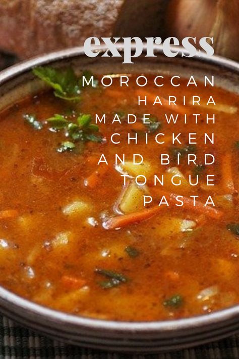 Harira with Pasta : Harira soup is one of the top five dishes that reflect the original taste of Moroccan food! Comforting and tasty, it has become over the centuries, the most consumed soup in Morocco! There exist countless variations of traditional Moroccan Harira according to regions and even families’ preferences. This harira recipe, made with chicken and bird tongue pasta, is easy, tasty, cheap, healthy, and especially express! #recipe #recipes #food #yummy #delicious #soup #traditional Soup Made With Chicken, Harira Recipe, Different Dinner Ideas, Easy Dinners For One, Harira Soup, Soup With Chicken, Sunday Dinner Recipes, Dinner For One, Romantic Dinner For Two