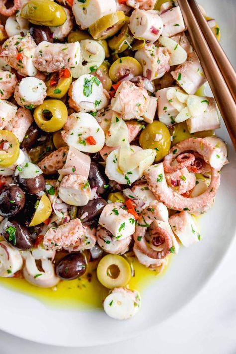 Octopus Salad Recipe, How To Cook Octopus, Cold Appetizer, Octopus Recipes, Octopus Salad, All Ideas, Seafood Salad, Cold Appetizers, Seafood Dinner