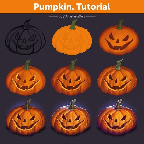 Halloween Art Tutorials, Pumpkin Reference, Pumpkin Perspective Art, How To Draw Pumpkins, Pumpkin Drawing Art, Realistic Pumpkin Drawing, Pumpkin Drawing Tutorial, Pumpkin Digital Art, Pumpkin Drawing