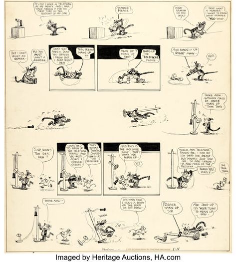 George Herriman Krazy Kat Sunday Comic Strip Original Art dated | Lot #93043 | Heritage Auctions George Herriman, Strip Art, Krazy Kat, June 22, Comic Strip, Comic Art, The Fosters, Original Art, Auction