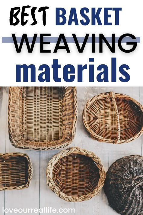 DIY basket weaving materials for your perfect DIY basket. Tips on how to select the materials you need for the kind of basket you want. Weaving Baskets With Natural Materials, Basket Weaving Beginner, Basket Weaving Materials, How To Weave Baskets Diy, Weaving Natural Materials, Weave Basket Diy, How To Make Wicker Baskets, Natural Basket Weaving, Making Baskets Diy