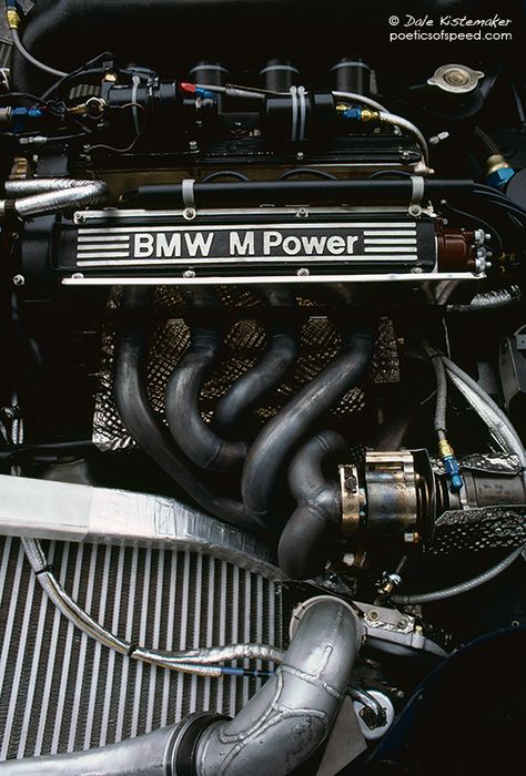 The BMW engine at Monaco 1984: Designed by Paul Rosche, the BMW F1 Turbo was one of the most powerful engines ever installed in a Grand Prix Car.  Its development problems were enormous.  The Novem... Bmw 525, Vintage F1, Bmw Engine, Car Engines, Rolls Royce Motor Cars, Bmw Girl, M Power, Bmw Sport, Bmw Engines