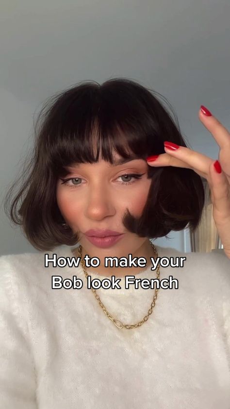 Find 'french bob' on TikTok | TikTok Search French Bob With Micro Fringe, French Bob Styling Tutorial, French Girl Bob With Bangs, Pink French Bob, French Bob Plus Size, How To Style French Bob, Style A French Bob, 60s French Bob, Short French Bob With Fringe