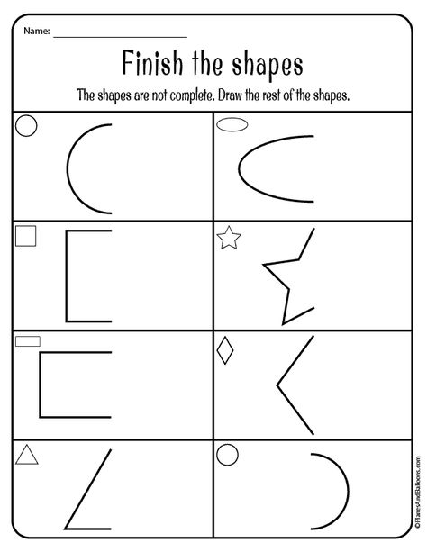 Tracing shapes worksheets for toddlers and preschoolers. Learning shapes can be fun with these free printable worksheets! #prek #preschool #math #shapes 2d Shape Worksheet, Symmetry For Preschool, Math Worksheets Preschool Free Printable, Symmetry Worksheets Kindergarten, Shapes Review Preschool, Tracing Shapes Free Printable, Shape Drawing Practice, Art Worksheets For Kids, Shapes Worksheets For Kids