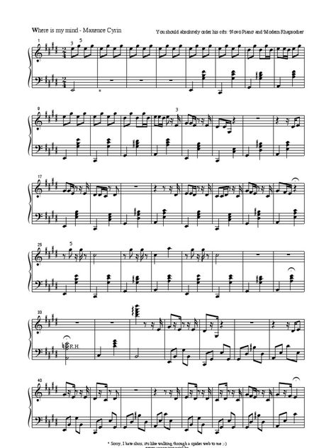 Where Is My Mind Piano, Piano Sheet Music Pdf, Where Is My Mind, Sheet Music Pdf, Piano Sheet, Piano Sheet Music, My Mind, Sheet Music, Piano