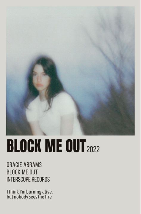 Gracie Abrams Album Poster, Block Me Out Gracie Abrams, Camden Gracie Abrams, Gracie Abrams Songs, Polaroid Album Cover, Gracie Abrams Polaroid, Music Poster Aesthetic, Polaroid Songs, Gracie Abrams Poster