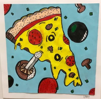 Kim & Karen: 2 Soul Sisters (Art Education Blog): Ron Magnes Style Pizza With the Works Fourth Grade Art, Ron Magnes, Art Room Doors, Education Art, Arts Integration, Sisters Art, Pop Art Illustration, Emoji Art, Easy Art Projects