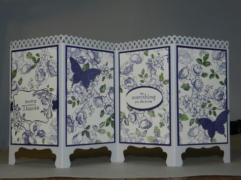 Folding Screen Ideas, Cards With Butterflies, Screen Cards, Screen Divider, Screen Room Divider, Asian Cards, Folding Cards, Screen Room, Thoughts And Prayers