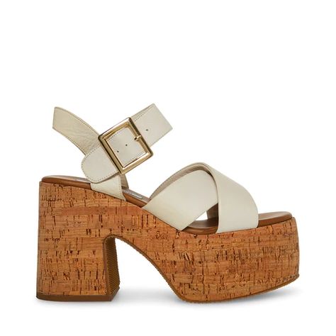 PALMER WHITE LEATHER Brown Platform Sandals, Wooden Platform Sandals, Steve Madden Platform Sandals, White Platform Sandals, Strappy Leather Sandals, Steve Madden Sandals, Slip On Espadrilles, Leather Platform Sandals, Brown Leather Sandals